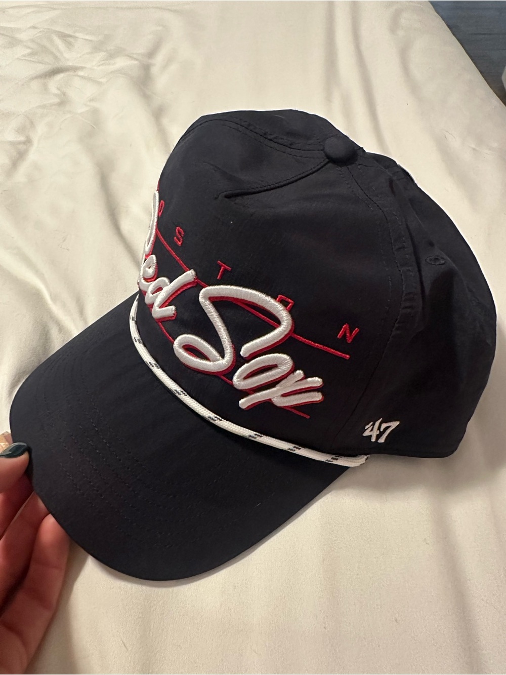 47 Brand Boston Red Sox Script Baseball Cap - Navy with White & Red Embroidery - Picture 2 of 4